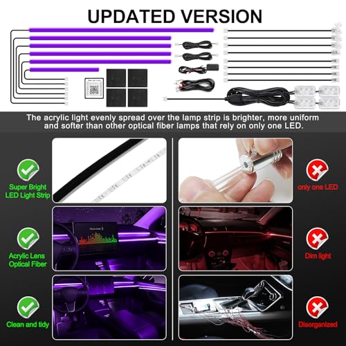 Acrylic Interior Car LED Strip Light with Wireless APP (RGB Color 18 in 1)
