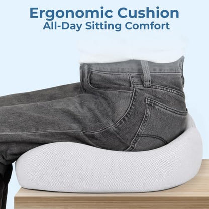Seat Cushion Memory Foam Chair Pad for Tailbone Pain Relief (Light Gray / XX-Large)