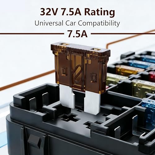 80Pcs) 7.5 Amp Standard Fuse, 7.5A Car Blade Fuses for Car/RV/Truck/SUV/Motorcycle/Boat (7.5A)