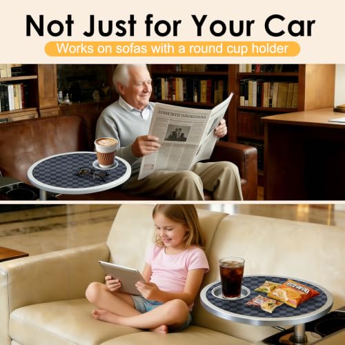 Car Desk for Laptop 360° Rotating Tesla Tray with Cup Holder Phone Stand (𝗥𝗼𝘂𝗻𝗱 · Grey&Black / 𝗔𝗺𝗮𝘇𝗼𝗻 𝗖𝗵𝗼𝗶𝗰𝗲)