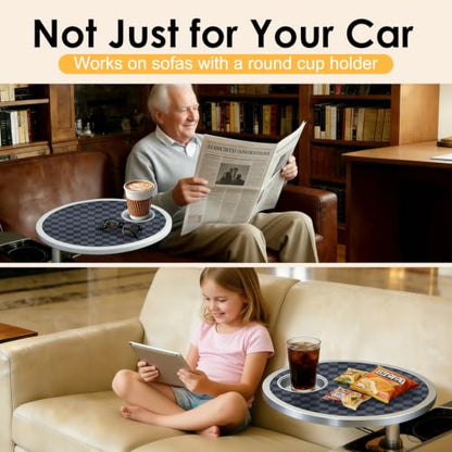 Car Desk for Laptop 360° Rotating Tesla Tray with Cup Holder Phone Stand (𝗥𝗼𝘂𝗻𝗱 · Grey&Black / 𝗔𝗺𝗮𝘇𝗼𝗻 𝗖𝗵𝗼𝗶𝗰𝗲)