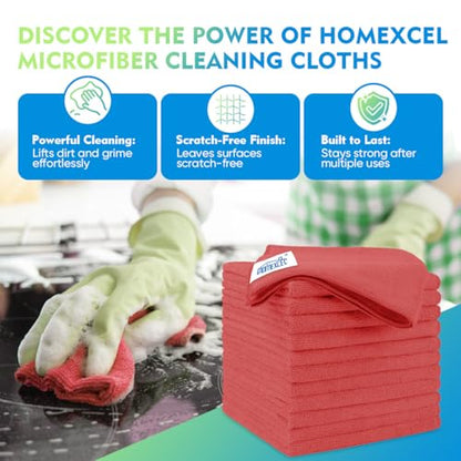 Red Microfiber Cleaning Cloth 12 Pack (Red / 12.5 x 12.5 Inch)