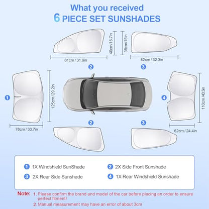 6pcs Car Window Shades for Nissan Sentra 2020 (for Sentra 2020-present)