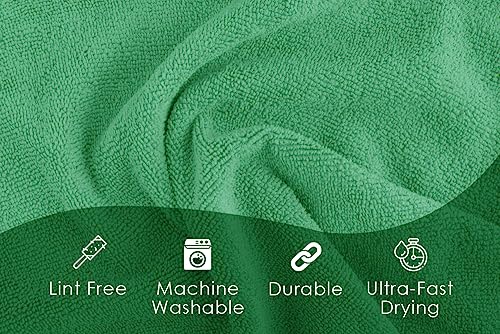 Microfiber Cleaning Cloths (Pack of 48 - 16x16 Inches / Green)