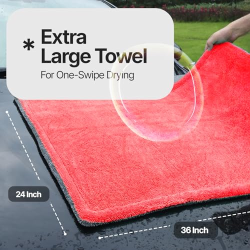 Crystal Clean 1300 GSM Car Drying Towel (Red / Pack of 1)
