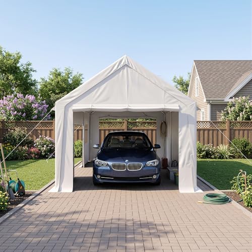 12'x20' Heavy Duty Carport with Reinforced Base and All (12x20 FT(White))