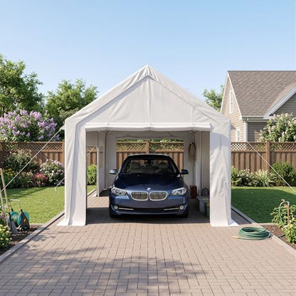 12'x20' Heavy Duty Carport with Reinforced Base and All (12x20 FT(White))