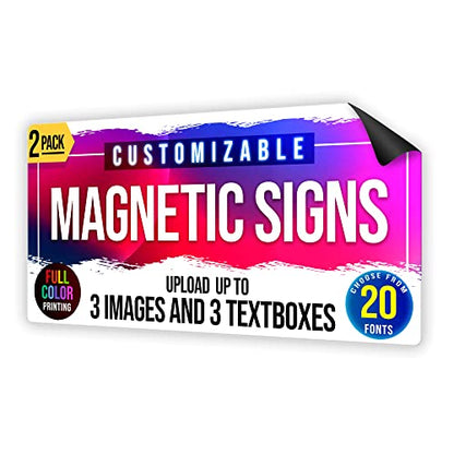 2-Pack,12"x24" Custom Magnet Signs in Full Color for Business and Advertising, 30 mil Customized Vinyl Car Magnets, Personalized Magnetic Sheets for Company Storefront & Vehicles (Rounded Corners D2) (Rounded Corners D2)