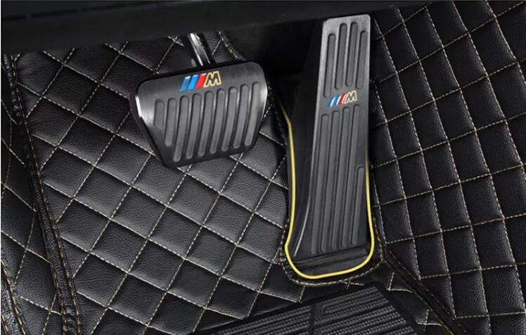 Custom All Weather Protection Leather Car Floor Mats for Cars Sedan SUV Sports Car Waterproof Floor Mat (ALL Black yellow)