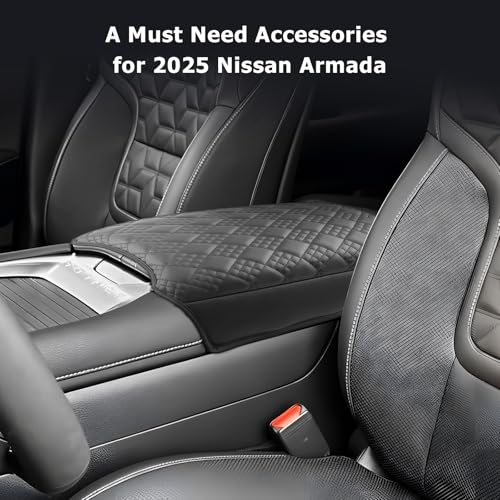 Center Console Cover Compatible with 2025 2026 Nissan Armada Accessories 2025 2026 Armada SV (2025 2026 Armada Thick Black)
