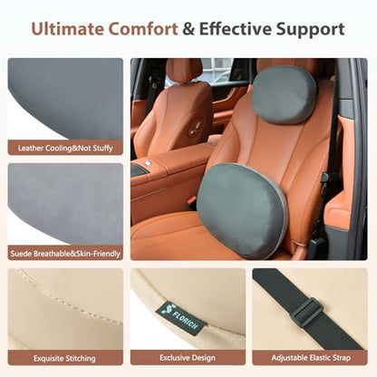 Car Headrest and Lumbar Support Pillow for Car Office Chair (Light Gray / 2 Pieces)