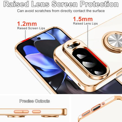 for Google Pixel 9 Pro XL Case with Ring Stand White (White / 6.8" Pixel 9 Pro XL)