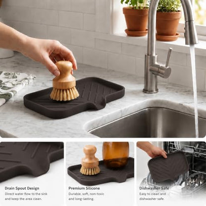 Silicone Soap Dish with Drain Spout (Coffee / M(9.6"×5.3"))