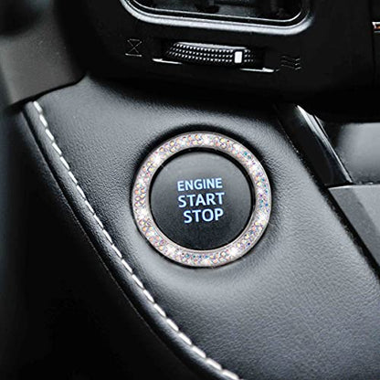 2PCS Zinc Alloy Rhinestone Engine Start Button Rings (AB)