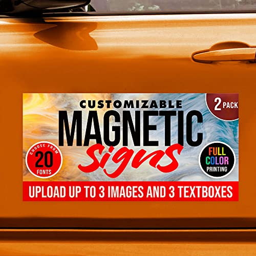 2 Pack Personalized Magnetic Signs for Vehicles (Design E)