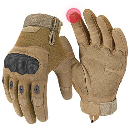 Tactical Gloves for Men (Brown, Microfiber Protection / Medium)