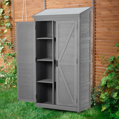 Outdoor Storage Shed Waterproof (Gray / 20.50"D x 68.50"W x 33.50"H)