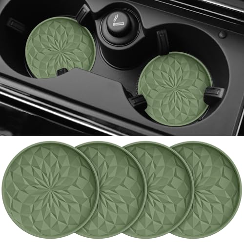Car Coasters for Cup Holders [4 Pack] (4pack-olive Green)