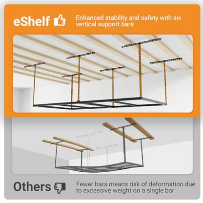 4x8ft Overhead Ceiling Garage Storage Rack (Black)