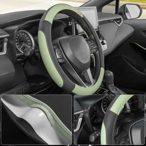 Steering Wheel Cover 14.5 (Standard size[14 1/2''-15''] / Black and Pastel Green)