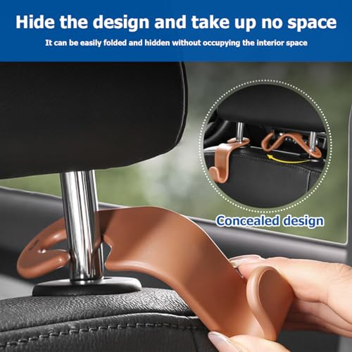 4 Pack Curved Headrest Hooks for Vehicle Seats (Light Blue)