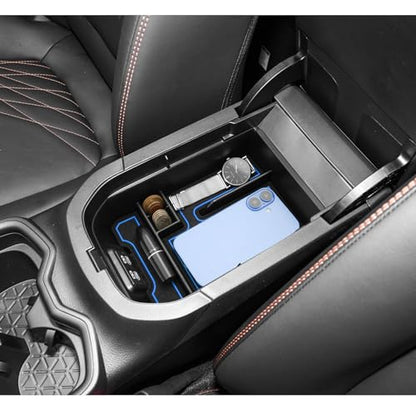 2025 RAV 4 Center Console Organizer Compatible with 2019 2020 2021 2022 2023 2024 2025 Toyota RAV 4 Accessories Armrest Console Secondary Storage Box Insert Tray ABS Material Blue