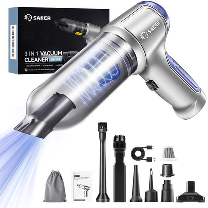Handheld Car Vacuum Portable Cordless 15000Pa Blue (Blue)