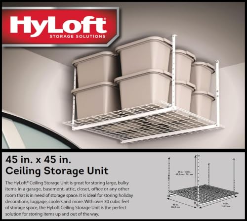 Overhead adjustable Garage Storage Rack (White / Storage)