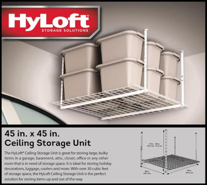 Overhead adjustable Garage Storage Rack (White / Storage)