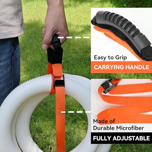 Heavy Duty Storage Straps with Handle and Easy Adjustable Steel Black Lock Slider Buckles (3 Pack)