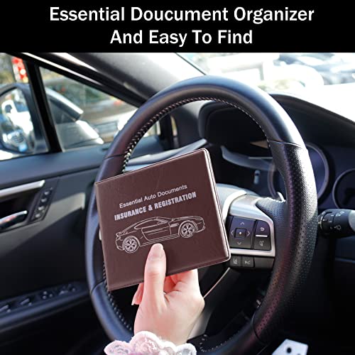 Car Registration and Insurance Card Holder (Leather Brown)