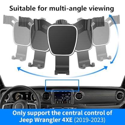 Car Phone Holder Center Console Organizer For Jeep Wrangler 4XE 2019 2020 2021 2022 2023 Auto Accessories Navigation Bracket Interior Decoration Screen Mobile Cell Mount case (for Wrangler 4XE 2019-2023)