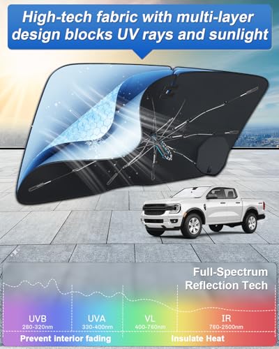 for 2026 Ford Ranger Car Windshield Sun Shade Umbrella (2023-2026 Ranger)
