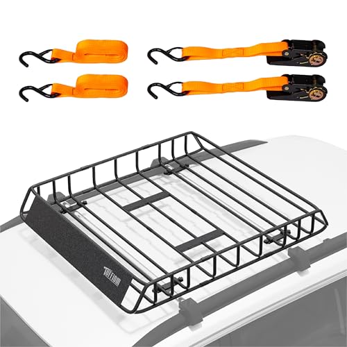 46"x 36"x 6" Universal Rooftop Cargo Carrier Basket (46"x36"x6"(w/4Straps))