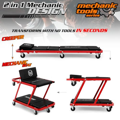 Heavy Duty Convertible Mechanic Creeper (Red / 48")