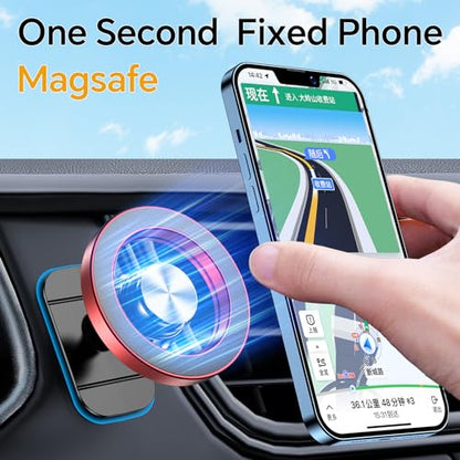for Magsafe Car Mount【20 Strong Magnets】Magnetic Phone Holder for Car Phone Holder Mount Dash Mounted Holders Cell Phone Holders for Your Car Accessories for Women Men for iPhone 17 16 15 14 (Red)