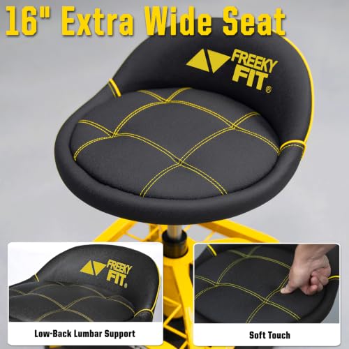 Rolling Shop Stool with Wheels (Yellow)