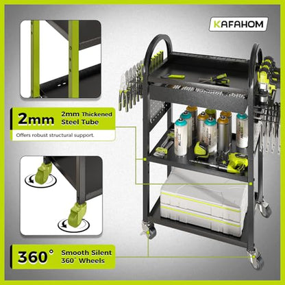 Power Tool Cart with Charging Station (Black-with Drawer and Power)