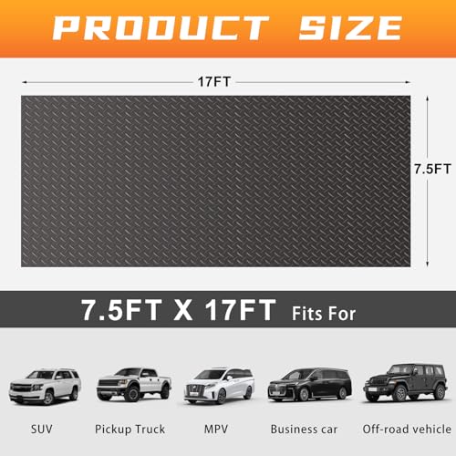 2.5mm Thickened 7.5Ft x 17Ft Garage Floor Mat Rubber Flooring Roll (7.5Ft x 17Ft--Grey)
