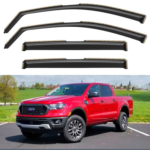 in Channel Window Visors Rain Guards for 2019 (2019-2023 Ford Ranger SuperCrew)