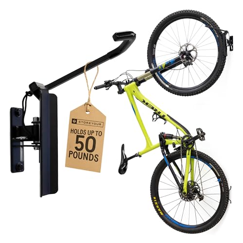 Swivel Bike Wall Mount (BLACK / 1 Pack Heavy Duty Swivel Bike Rack | Holds 50lbs)
