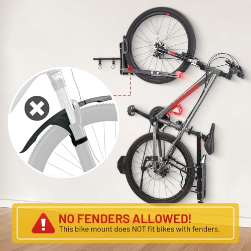 Bike Wall Mount Rack Adjustable & Foldable Garage Bike Rack with Swivel Design & 2 Storage Hooks (Type A：2 Pack)