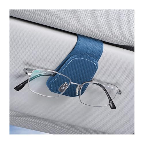 Sunglasses Holders for Car Sun Visor (1 Pack / Blue/Carbon Fiber)