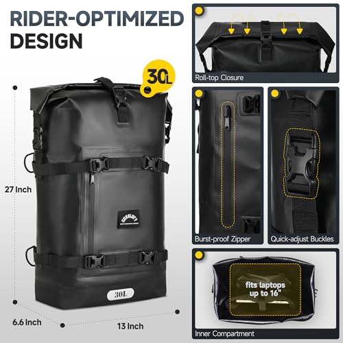 Motorcycle Tail Bag (Classic Black / 30L)
