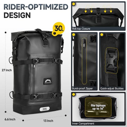 Motorcycle Tail Bag (Classic Black / 30L)