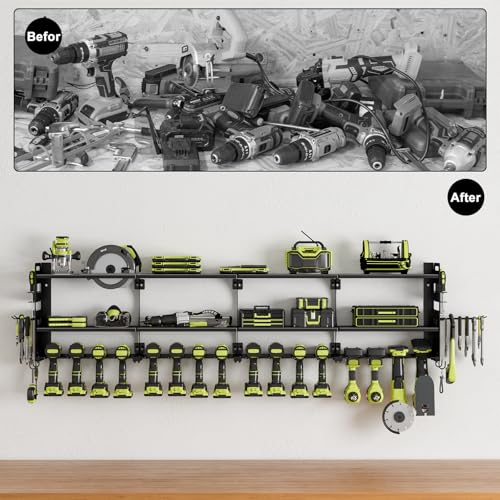 64" Garage Power Tool Wall Organizer (Black)