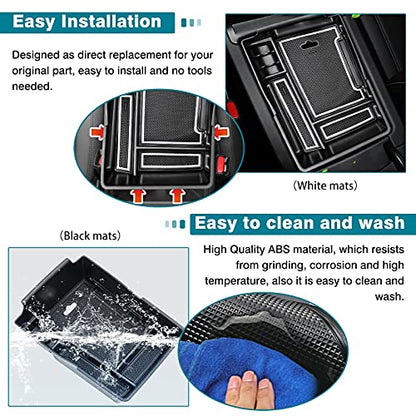Center Console Organizer for 2021 2022 2023 Hyundai Santa Fe Accessories Armrest Storage Box Secondary Insert Tray with 2 Color Mats (2021-2023 Hyundai Santa Fe)