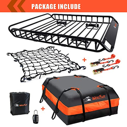Roof Rack Rooftop Cargo Carrier Basket 51"*36"*5"+Waterproof Bag 15 Cu.Ft (51"*36"*5")