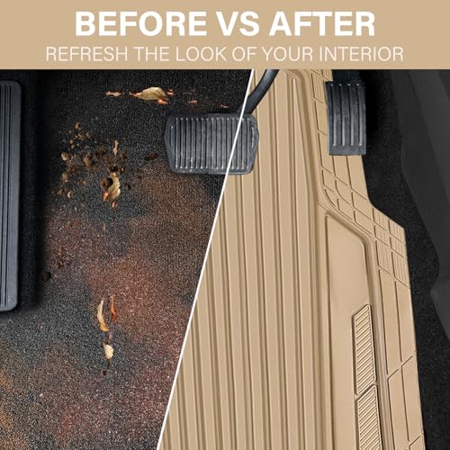 Heavy Duty Sporty Rubber Car Mats (beige)
