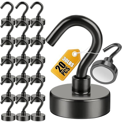 Magnetic Hooks 20pcs 30lbs+ Cruise Essentials 2026 Magnet Hook Black (Black / 0.63in)